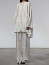 Mutedance 25 Autumn and Winter Elastic Wide Waist Drawstring Casual Pants Series Floral Dye MD-MD25FW71-nude